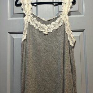 Torrid Gray Lace Trim Top